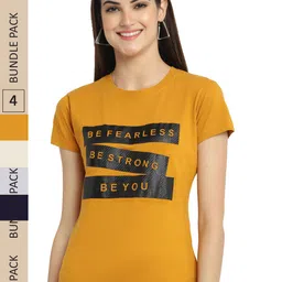 Fabflee Pack Of 4 Typography Printed Cotton T-Shirts-picture-37