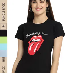 Fabflee Pack Of 4 Humour And Comic Printed Cotton T-shirt-picture-34