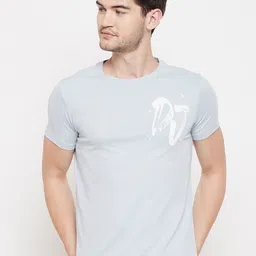 Duke Men Blue Typography Printed Slim Fit T-shirt-image-55