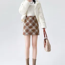 LULU & SKY Women Checked Knitted Mini Skirt-picture-34