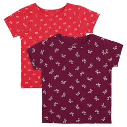 DYCA Girls Pack Of 2 Maroon & Pink 2 Printed Cotton T-shirt-image-51