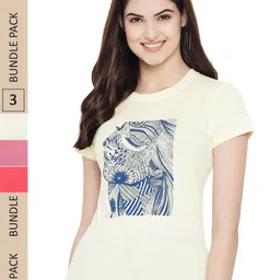 Fabflee Pack Of 3 Graphic Printed Round Neck Cotton T-shirts-image-41