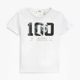 Koton Girls Typography Printed Pure Cotton T-shirt image 1