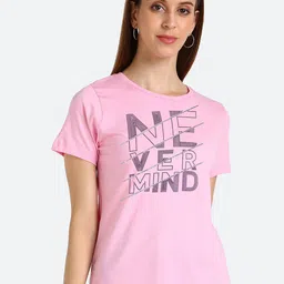 shashvi Women Pink Embellished Typography Printed T-shirt-picture-10