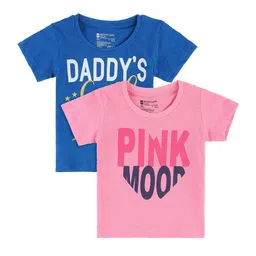 Bodycare Kids Girls Set Of 2 Pink & Blue Typography Printed T-shirt-picture-19
