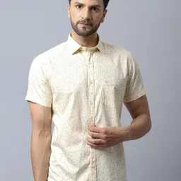 Cantabil Men Yellow Printed Casual Shirt-image-39