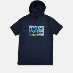 Pantaloons Junior Boys Navy Blue Typography Printed T-shirt-picture-21