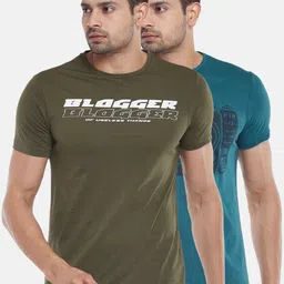 People Men Teal Typography 2 Printed Slim Fit T-shirt-picture-21