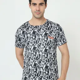 Masculino Latino Plus Men White Camouflage Printed Applique T-shirt-picture-23