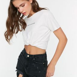 Trendyol Women Charcoal Cotton Denim Shorts-picture-41