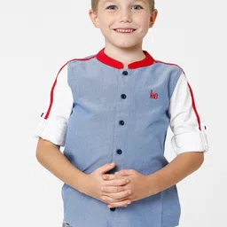 KATE & OSCAR Boys Blue Standard Cotton Casual Shirt-picture-13