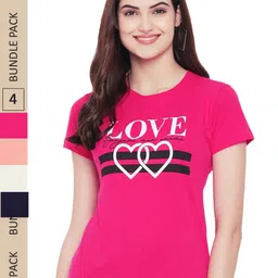 Fabflee Pack of 4 Graphic Printed Round Neck Cotton T-shirt-picture-34