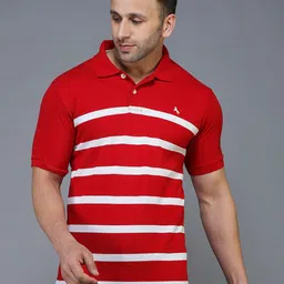TQS Men Pink & chinese red Striped Polo Collar T-shirt-picture-16