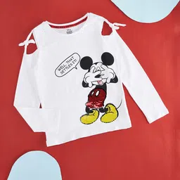 Pantaloons Junior Girls Mickey Mouse Graphic Printed Sequined Cotton Regular Top-picture-24