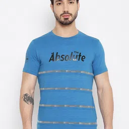Duke Men Blue Typography Printed Slim Fit T-shirt-image-17