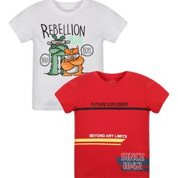 PLUM TREE Boys Typography Printed Pack Of 2 Pure Cotton T-shirts-picture-21