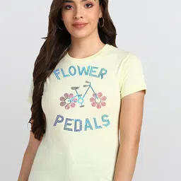 shashvi Women Yellow Printed T-shirt-image-75