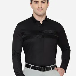 JB STUDIO Men Black Slim Fit Pure Cotton Formal Shirt-picture-36