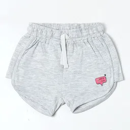 Nuberry Girls Grey Cotton Typography Printed Low-Rise Shorts-picture-24