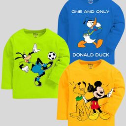 KUCHIPOO Boys Pack Of 3 Mickey & Friends Printed Cotton T-shirts-picture-7