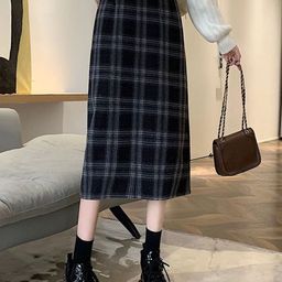 StyleCast Checked Straight Midi Skirt-picture-10