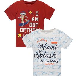 PLUM TREE Boys Pack Of 2 Typography Printed Cotton T-shirt-picture-26