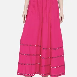 Moda Rapido Mirror Work-Detailing Flared Maxi Skirt-picture-26