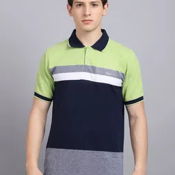 Rodamo Men Multicoloured Colourblocked Polo Collar Slim Fit T-shirt-image-79