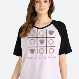 shashvi Women Purple Typography Printed Applique T-shirt-picture-35