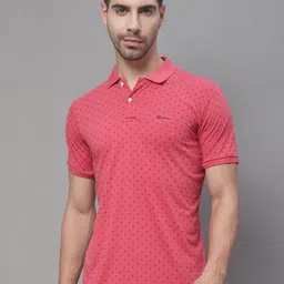 Rodamo Micro Ditsy Printed Polo Collar Slim Fit Cotton T-shirt-picture-21