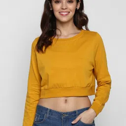 SHARKTRIBE Women Mustard Yellow T-shirt-image-22