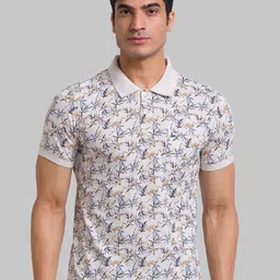 Parx Men Beige Floral Printed Polo Collar T-shirt-picture-25