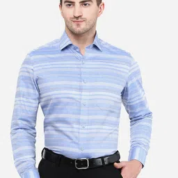 Greenfibre Men Slim Fit Horizontal Stripes Cotton Formal Shirt-picture-14