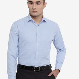Greenfibre Men Blue Micro Checks Casual Shirt-picture-51