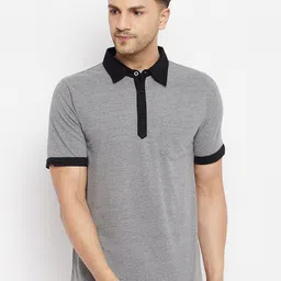 Hypernation Men Grey & Black Solid Cotton Polo Collar T-shirt-picture-46