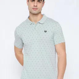 Duke Geometric Printed Polo Collar Short Sleeves Cotton Slim Fit T-shirt-image-17