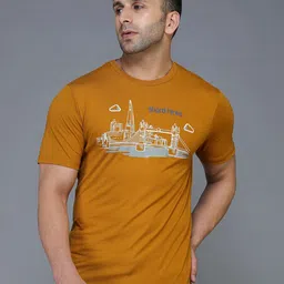 TQS Men Mustard Yellow Typography Printed Applique T-shirt-picture-37