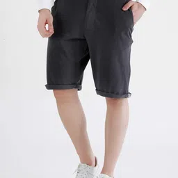Dream of Glory Inc Men Charcoal Grey Pure Cotton Chino Shorts-picture-18
