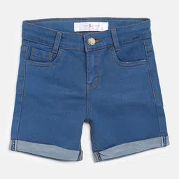TALES & STORIES Girls Blue Outdoor Denim Shorts-picture-23