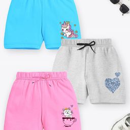 YK X Trampoline Pack of 3 Girls Printed Shorts-picture-16