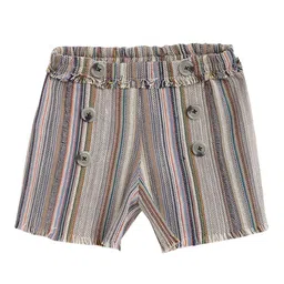 Cherry Crumble Girls Multicoloured Striped Knitted Shorts-picture-29