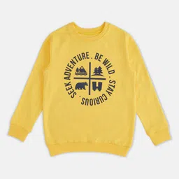 Pantaloons Junior Boys Yellow Printed Sweatshirt image 1