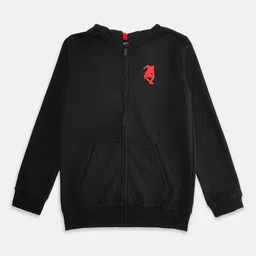 Pantaloons Junior Boys Black Cotton Hooded Sweatshirt image 1