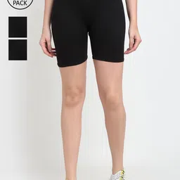 Jinfo Women Pack of 3 Black Colourblocked Sports Shorts-image-22