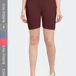 Jinfo Women Pack of 3 Cotton Sports Shorts-picture-29