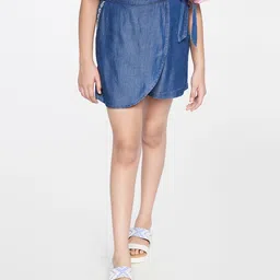 Global Desi Girls Blue Tencel Shorts-image-9