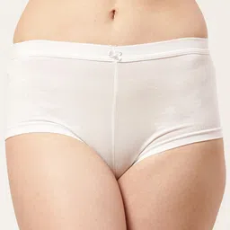 Leading Lady White High-Rise Solid Boy Shorts-image-12