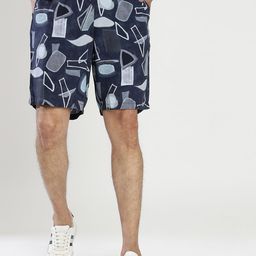 JADE BLUE Men Geometric Printed Comfortable Slim Fit Cotton Shorts-picture-4