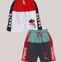 Nottie Planet Pack of 2 Boys Red Typography Printed Pure Cotton Shorts-picture-26