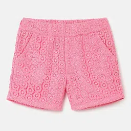 United Colors of Benetton Girls Floral Self Design Mid-Rise Shorts-image-82